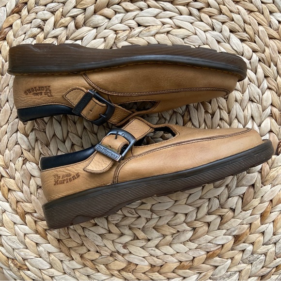 Dr. Martens Shoes - Vintage Doc Martens T-Bor Mary Jane Yellow Leother L314 England 90s Sz 4 Chunky